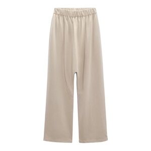 ZARA Taupe Brown High-Rise Slouchy Pants | Relaxed Baggy Pull-On | Small